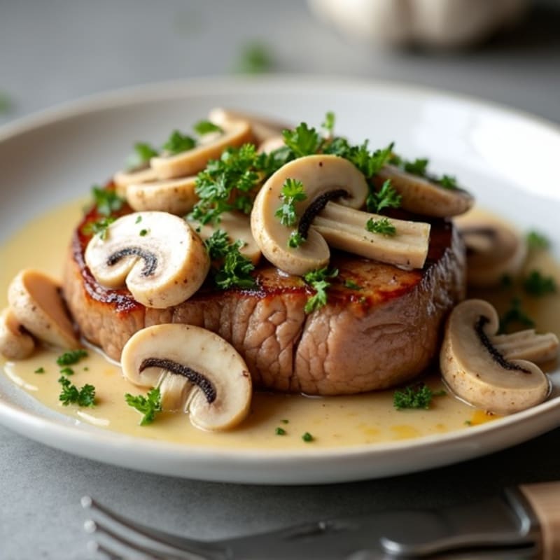 Pan-Seared Steak with Creamy Garlic Mushrooms