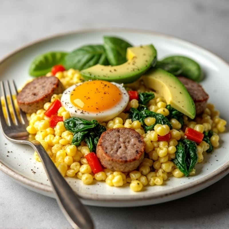 Egg White and Turkey Sausage Scramble with Spinach