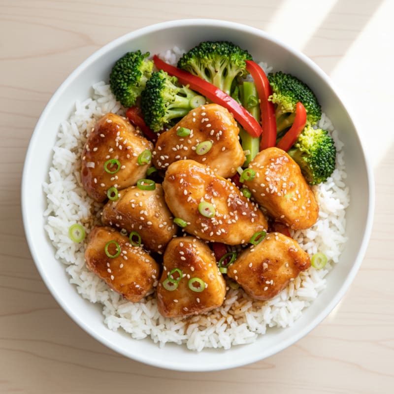 Crispy Honey-Garlic Chicken Bowls