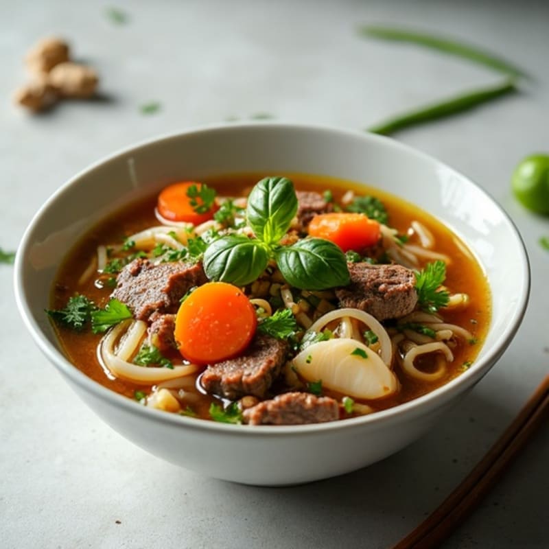 Aromatic Beef Noodle Soup with Fresh Herbs