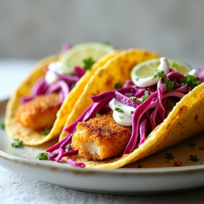 Crispy Baked Fish Tacos with Lime Slaw