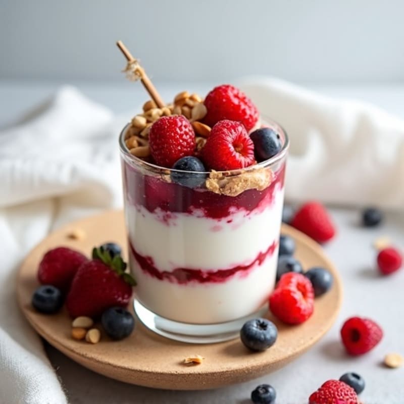 Greek Yogurt Protein Parfait with Mixed Berries and Almond Butter