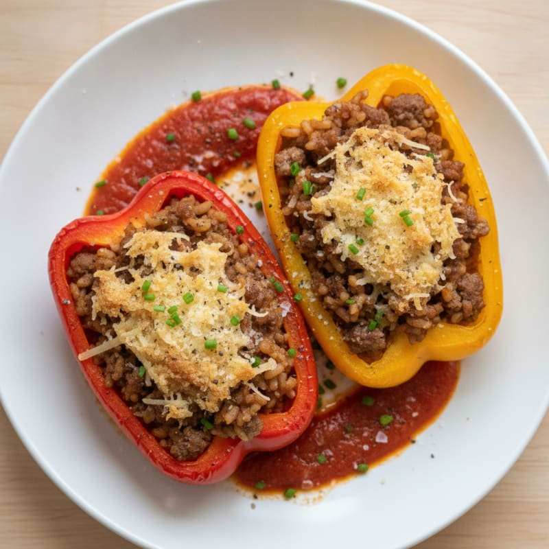 Beef and Rice Stuffed Bell Peppers