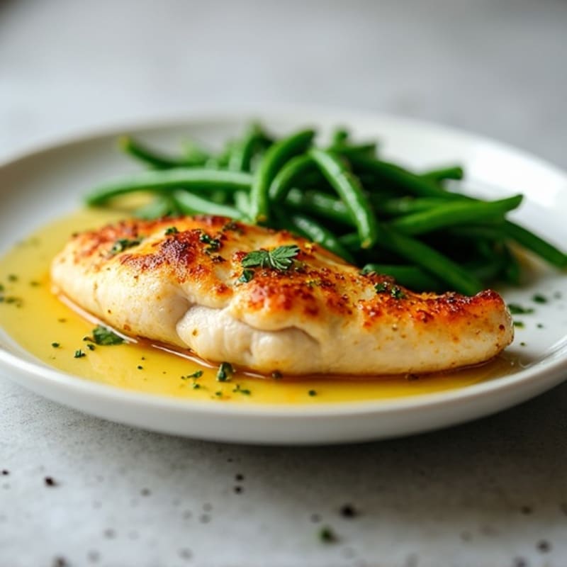 Lemon Garlic Pan-Seared Chicken with Sautéed Green Beans