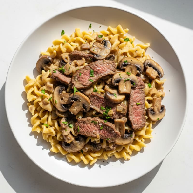 Classic Beef Stroganoff with Egg Noodles
