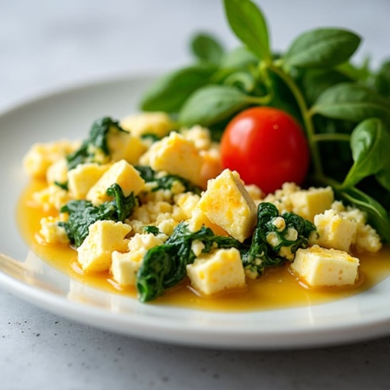 Cottage Cheese Scramble with Spinach and Tomatoes