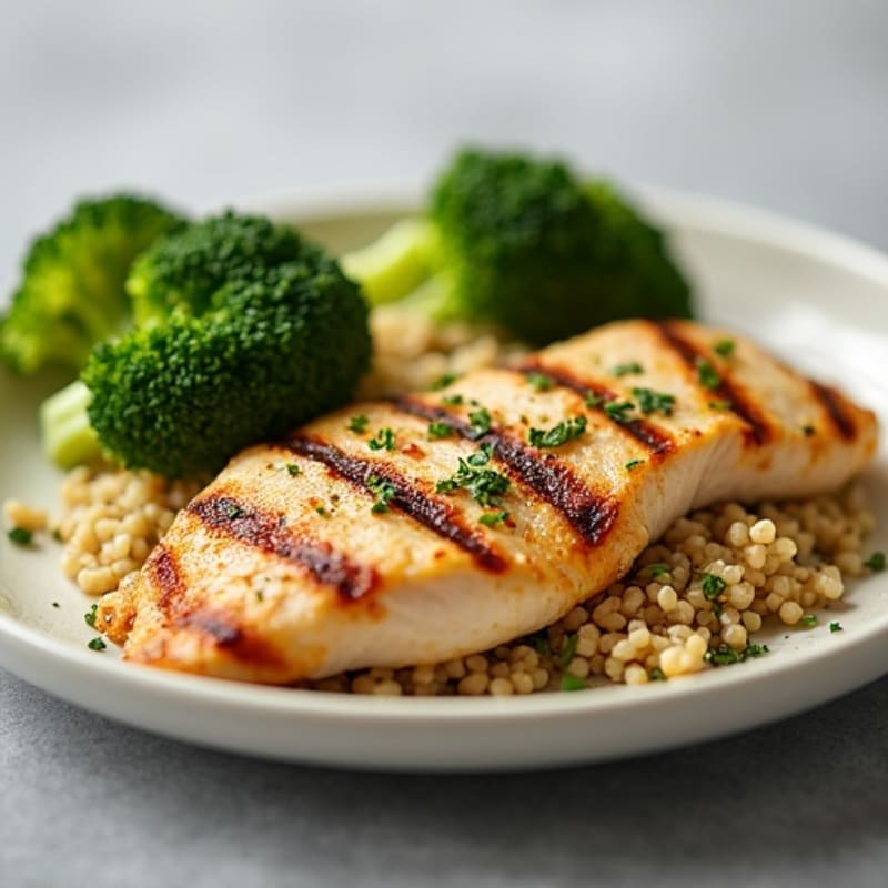 Grilled Chicken Breast with Quinoa and Steamed Broccoli