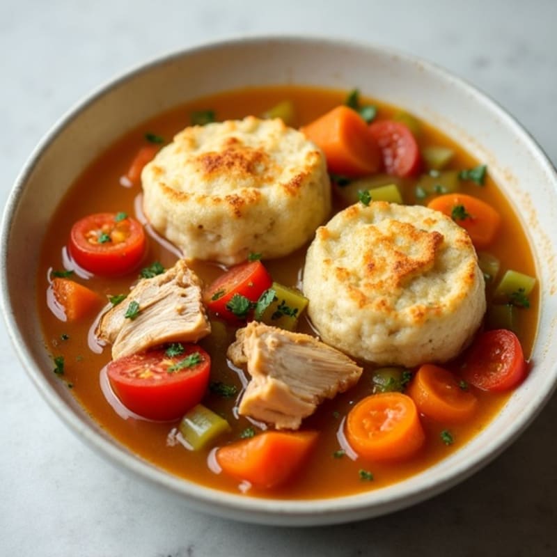 Hearty Chicken and Vegetable Stew with Fluffy Dumplings