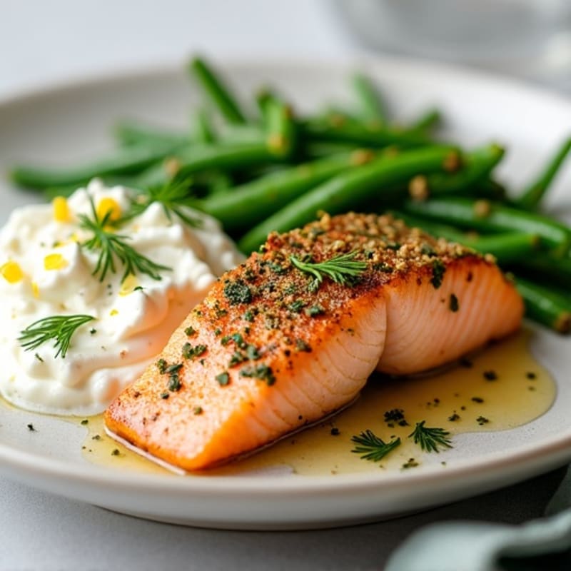 Herb-Crusted Salmon with Whipped Cottage Cheese