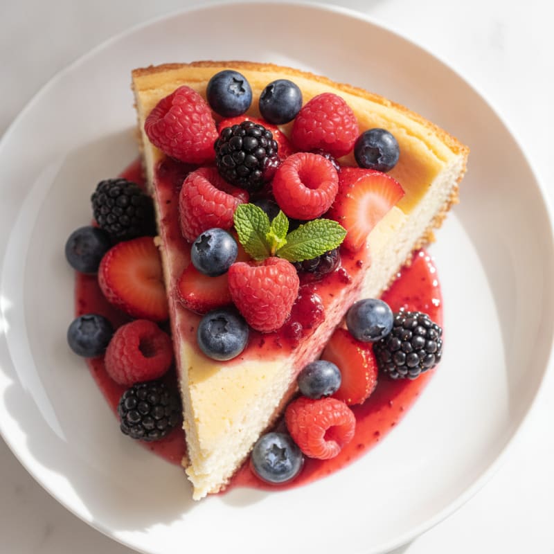 Greek Yogurt Protein Cheesecake with Mixed Berries