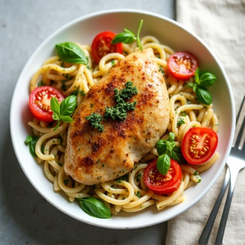 Pan-Seared Pesto Chicken with Whole Wheat Pasta