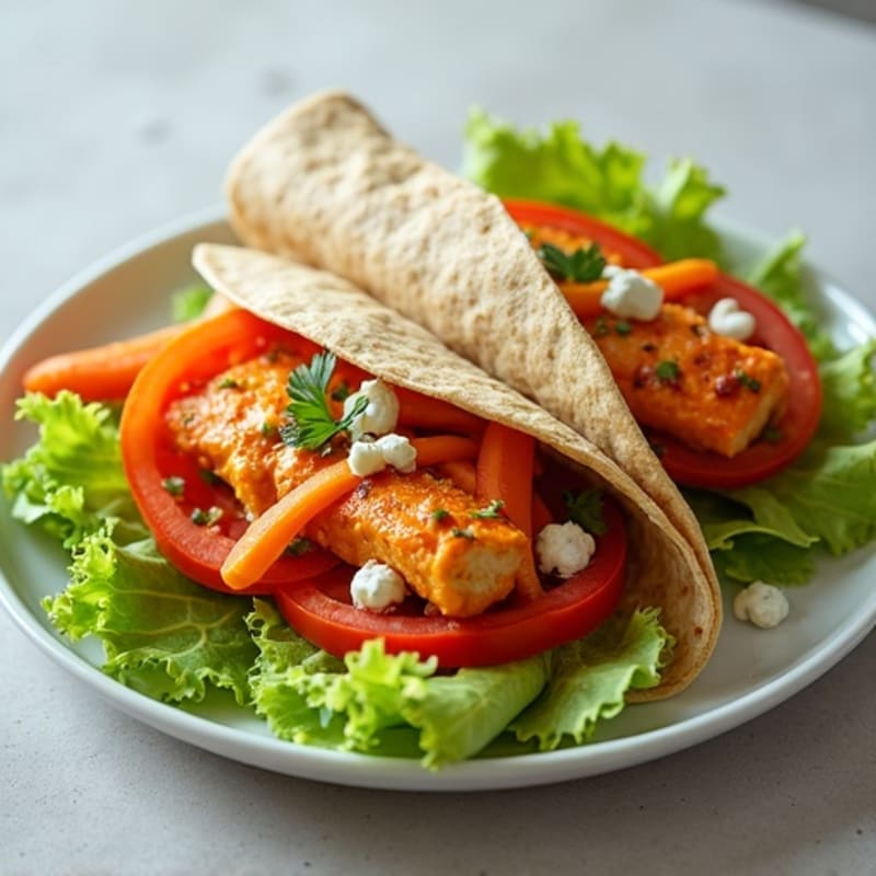 Healthy Buffalo Chicken Wraps with Fresh Veggies