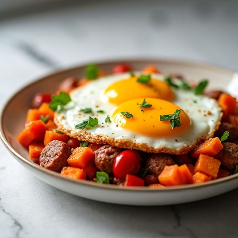 Protein-Packed Sweet Potato Hash with Eggs