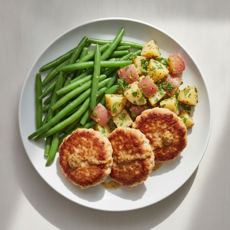 Seared Turkey Patties with Steamed Green Beans