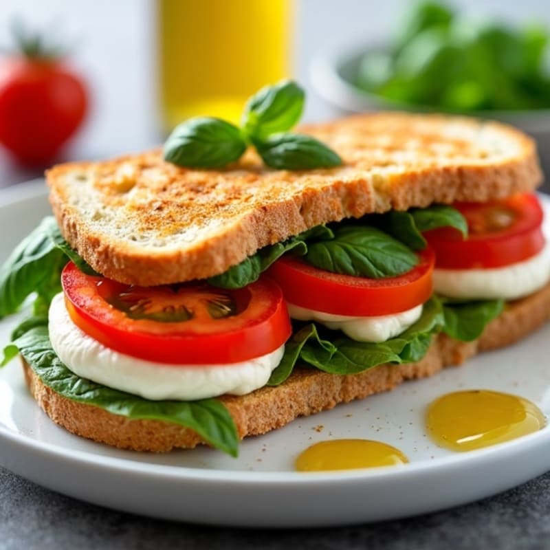 Grilled Fresh Tomato Mozzarella Basil Sandwich