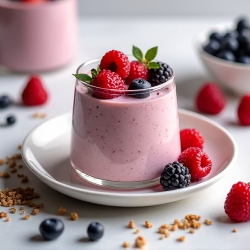 Silky Greek Yogurt Protein Mousse with Mixed Berries