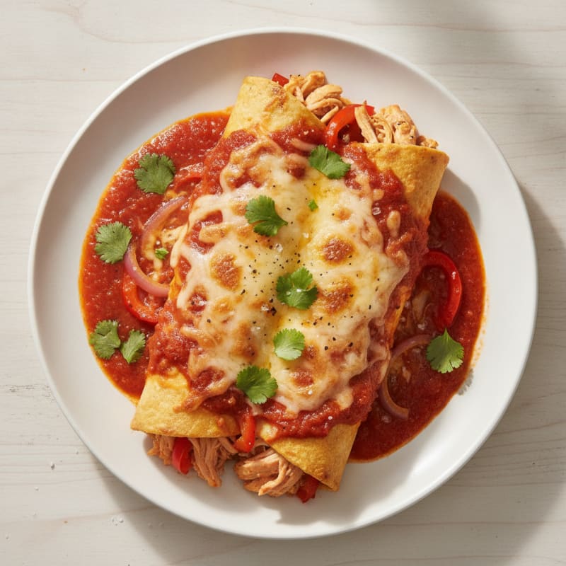 Chicken Enchiladas with Red Chili Sauce