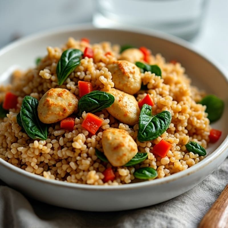 Savory Ground Chicken and Rice Skillet with Fresh Greens