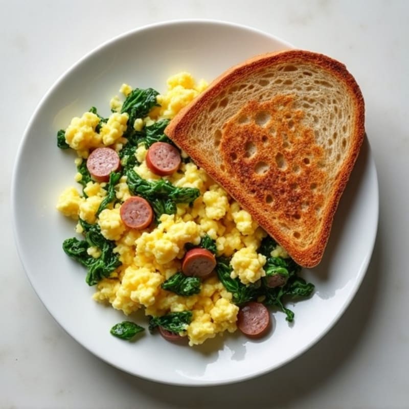 Egg White Scramble with Spinach and Turkey Sausage