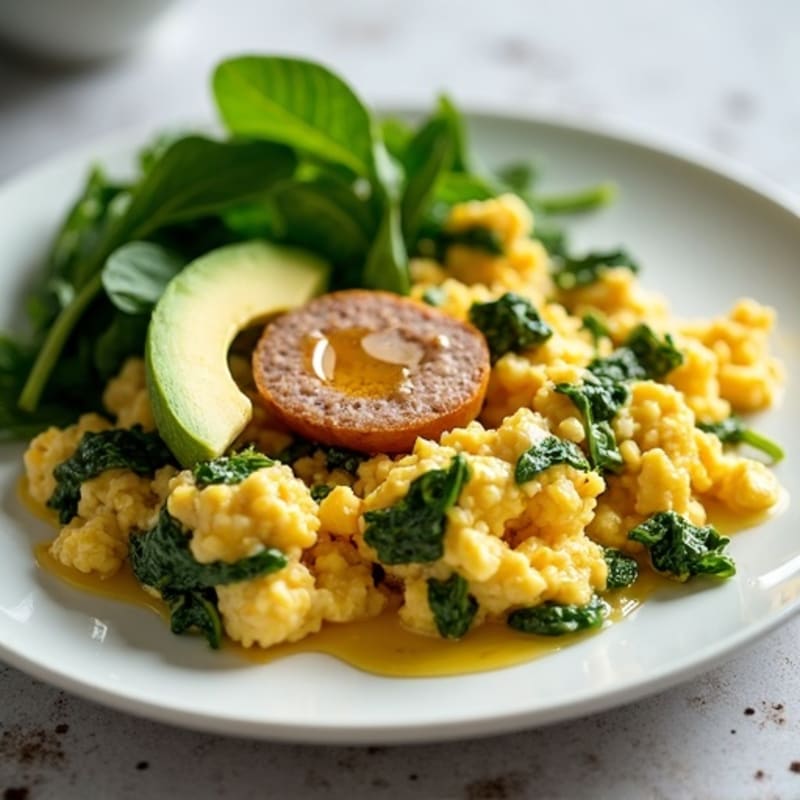 Egg White and Turkey Sausage Scramble with Spinach