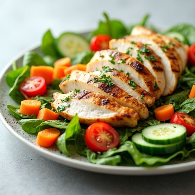 Grilled Chicken and Crunchy Veggie Salad with Creamy Herb Dressing
