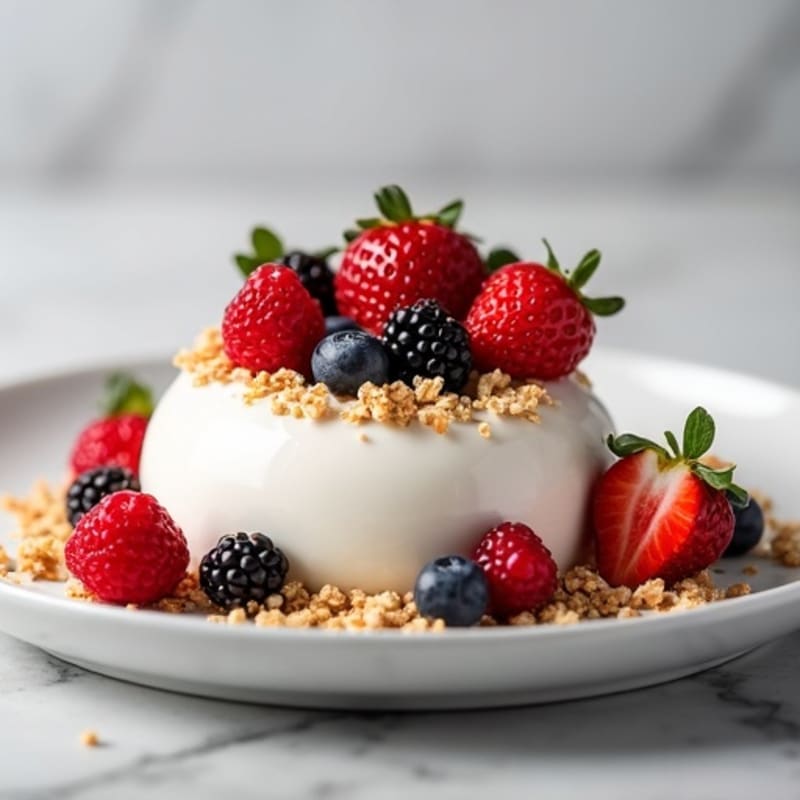 Greek Yogurt Protein Mousse with Mixed Berries