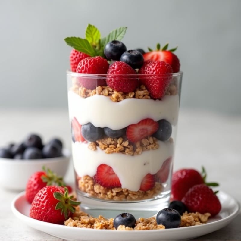 Greek Yogurt Protein Parfait with Mixed Berries