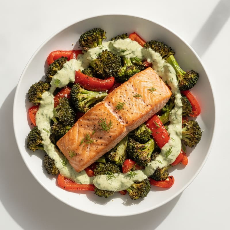 Salmon Power Bowl with Roasted Vegetables