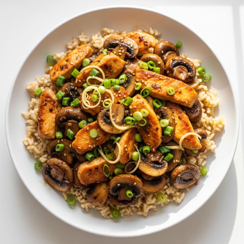 Chicken and Mushroom Stir-Fry with Green Onions