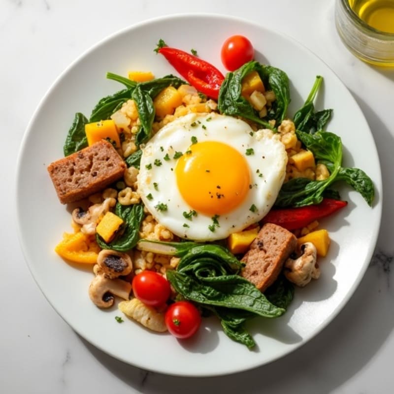 Egg White Veggie Scramble with Turkey Sausage