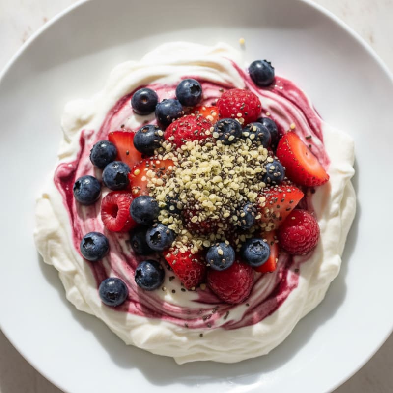 Silky Greek Yogurt Protein Pudding with Mixed Berries