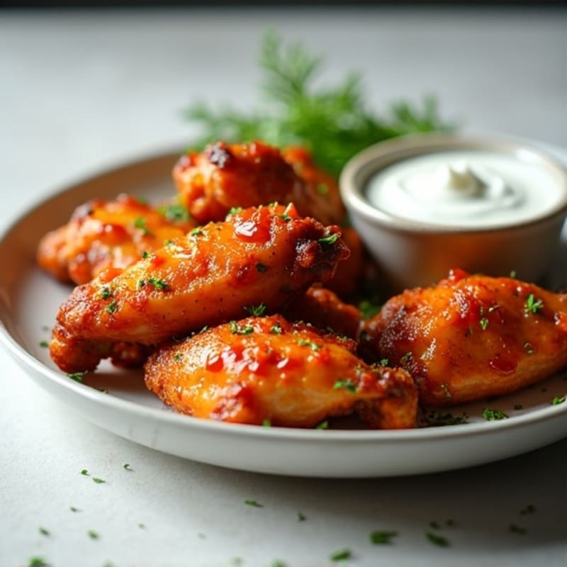 Crispy Honey Glazed Baked Wings with Greek Yogurt Dip