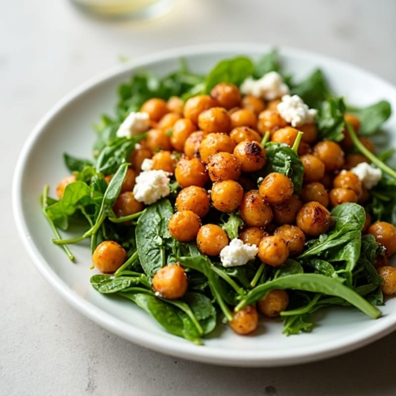 Crispy Roasted Chickpeas with Fresh Greens and Zesty Lemon Vinaigrette