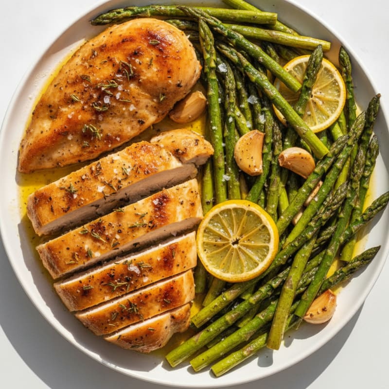 Lemon Herb Roasted Chicken with Asparagus