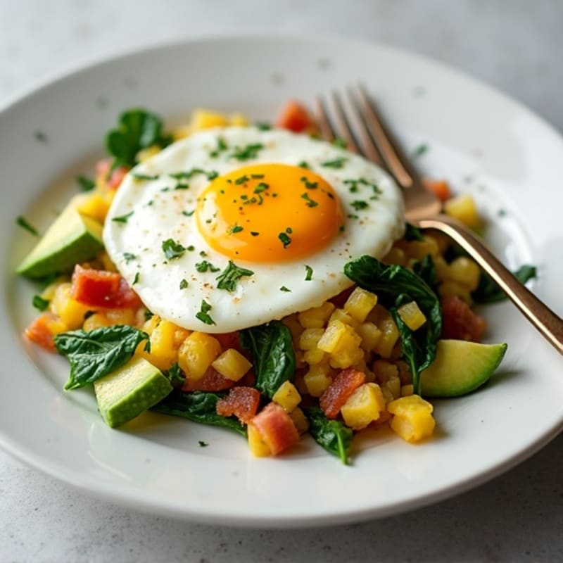 Egg White Scramble with Spinach and Turkey Bacon