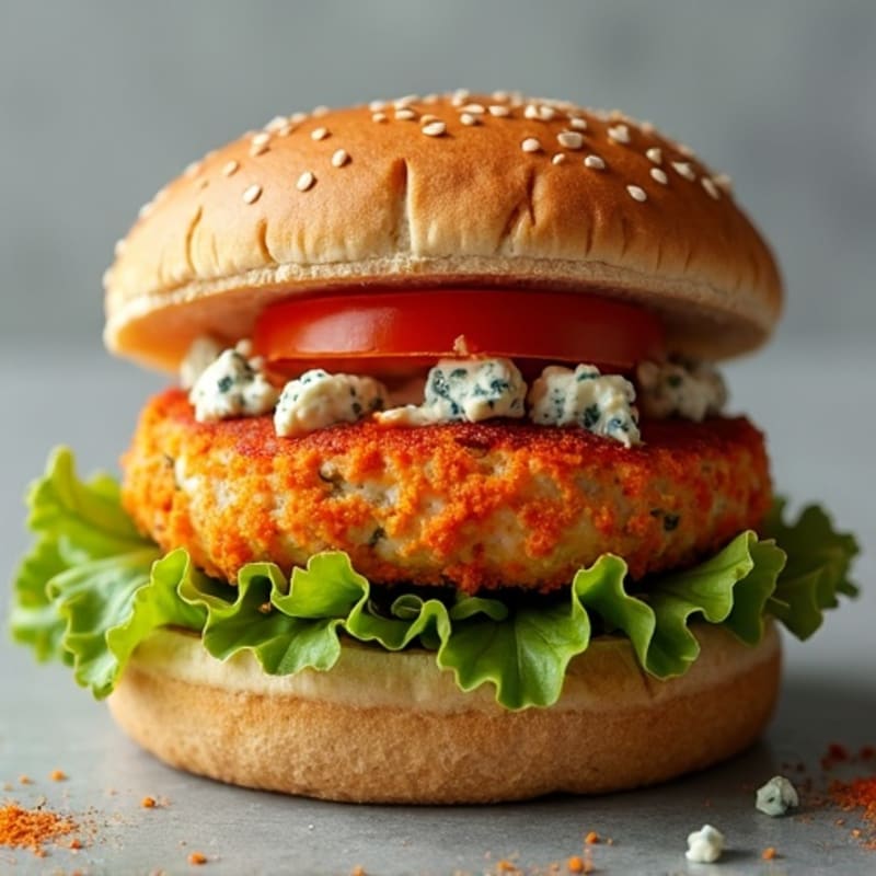 Spicy Buffalo Turkey Burger with Blue Cheese Crumbles