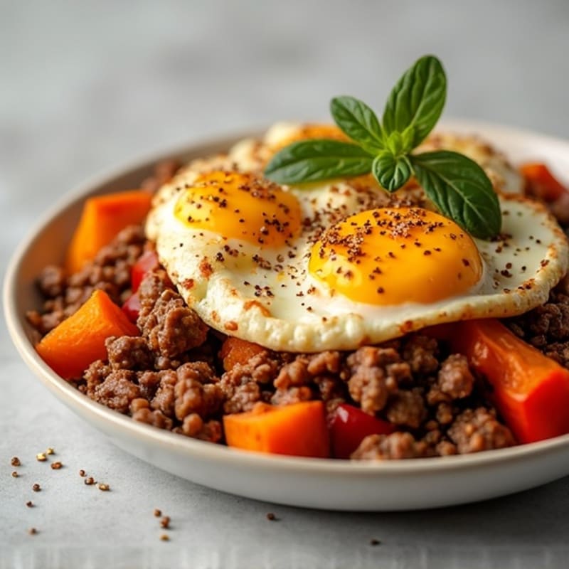 Hearty Lean Ground Beef and Sweet Potato Hash