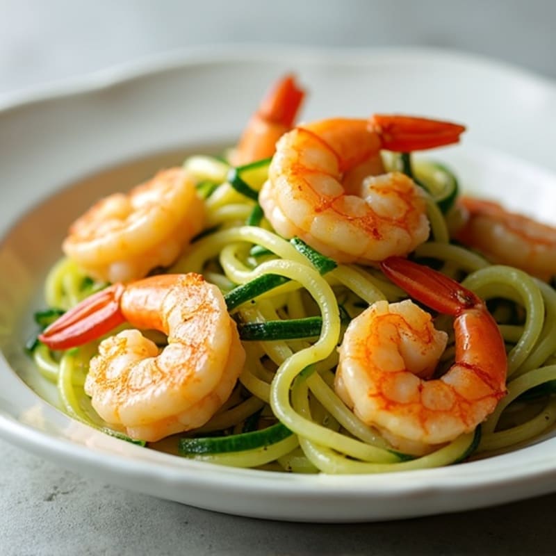 Shrimp Scampi with Lighter Garlic Butter and Zucchini Noodles