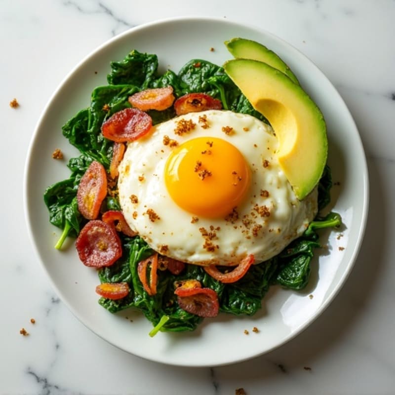 Egg White Spinach Scramble with Turkey Bacon