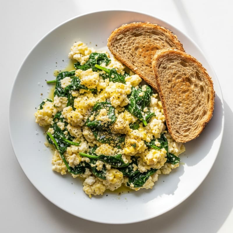 Creamy Spinach Cottage Cheese Scramble