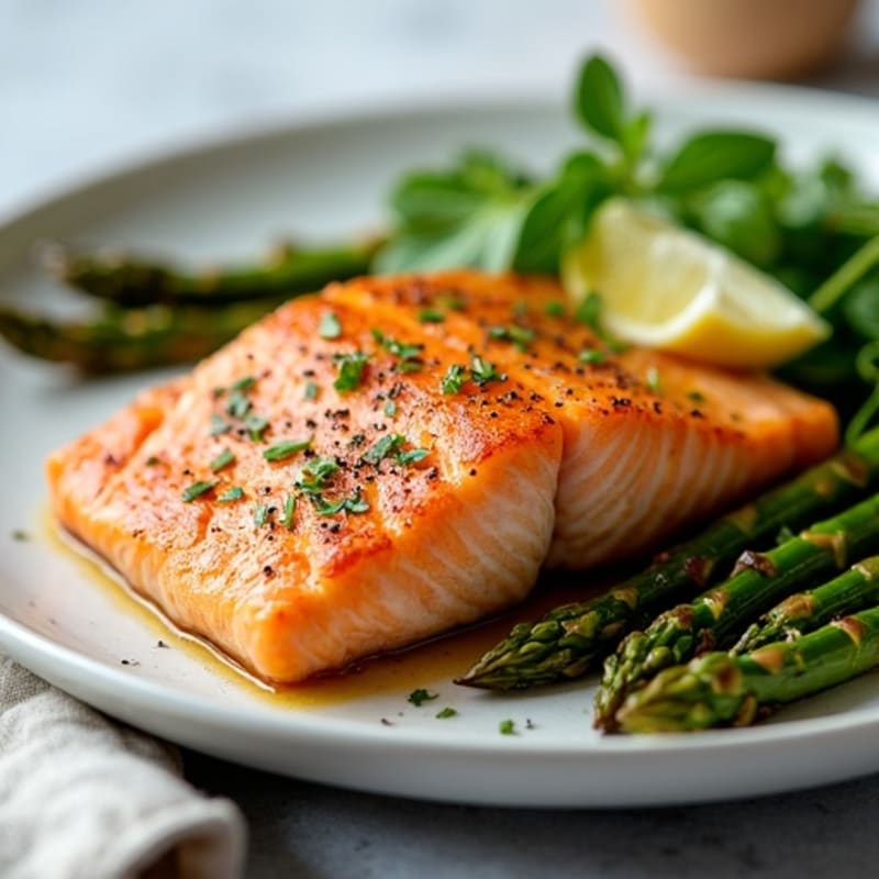 Crispy Pan-Seared Salmon with Roasted Asparagus