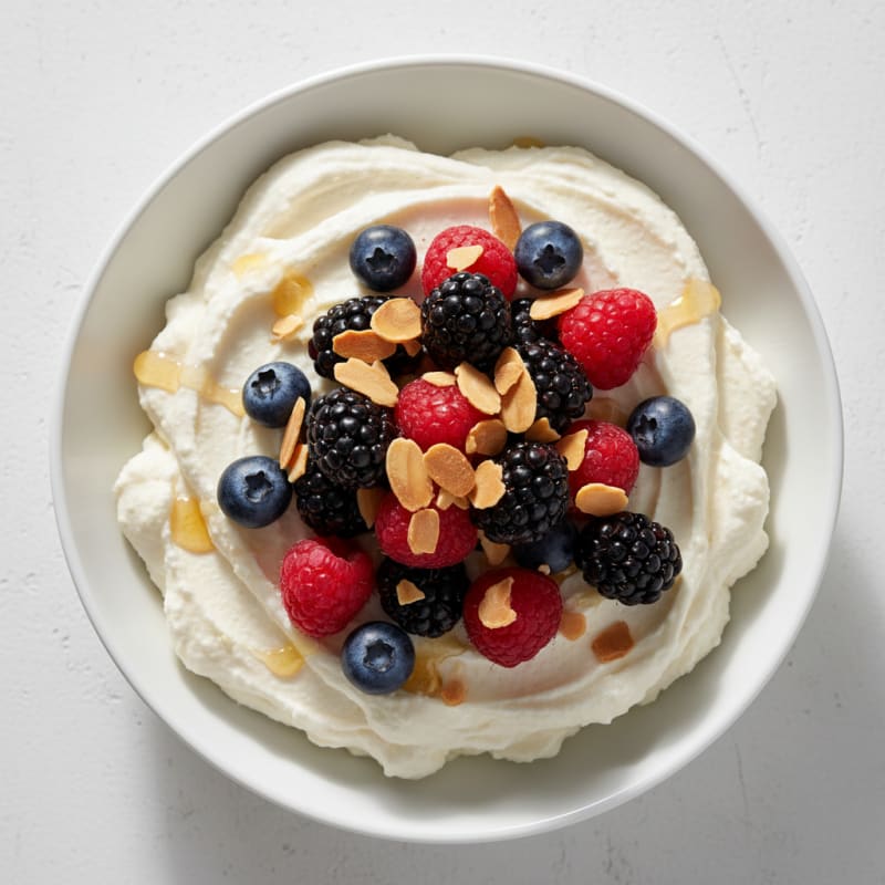 Greek Yogurt Protein Mousse with Mixed Berries