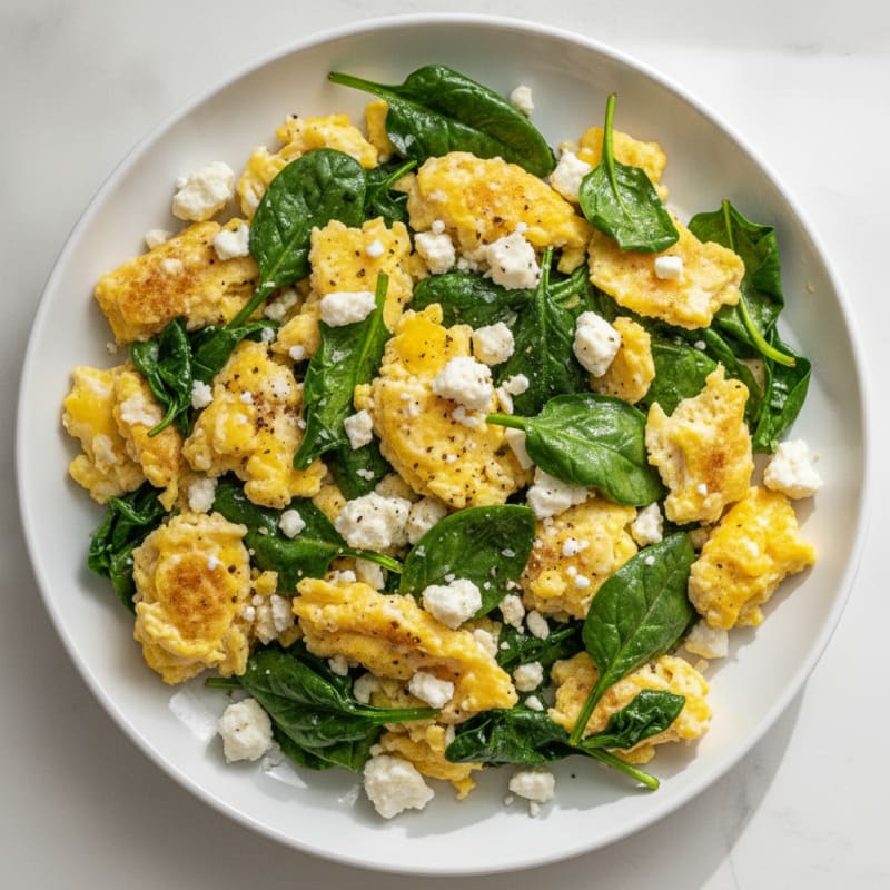 Scrambled Eggs with Spinach and Feta