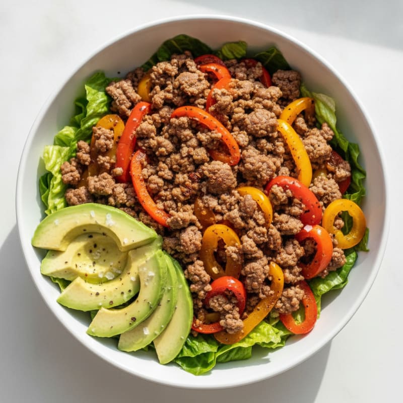 Ground Beef Taco Bowl with Sweet Peppers