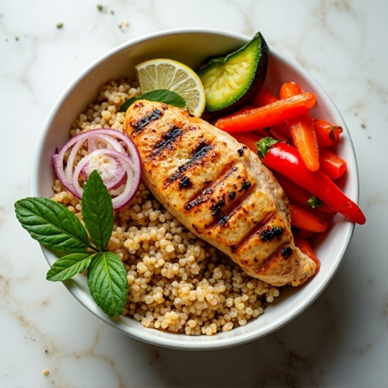 Grilled Chicken and Quinoa Bowl with Roasted Vegetables