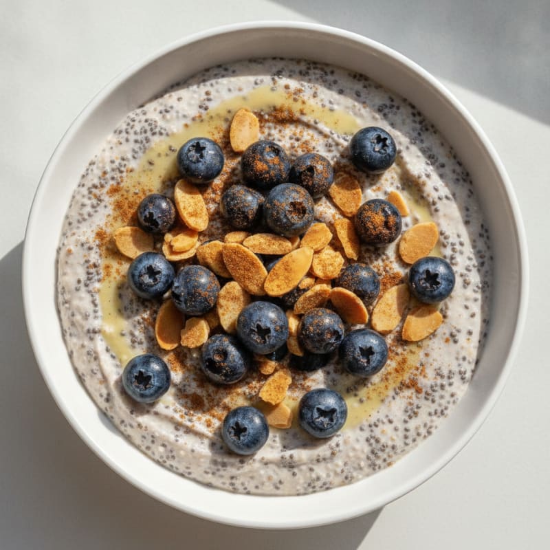 Blueberry Chia Seed Pudding with Toasted Almonds