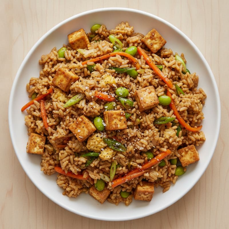 Vegetable Fried Rice with Garlic-Ginger Sauce