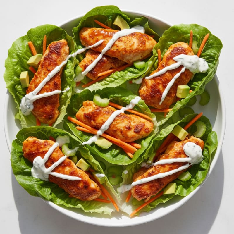 Buffalo Ranch Chicken Lettuce Wraps