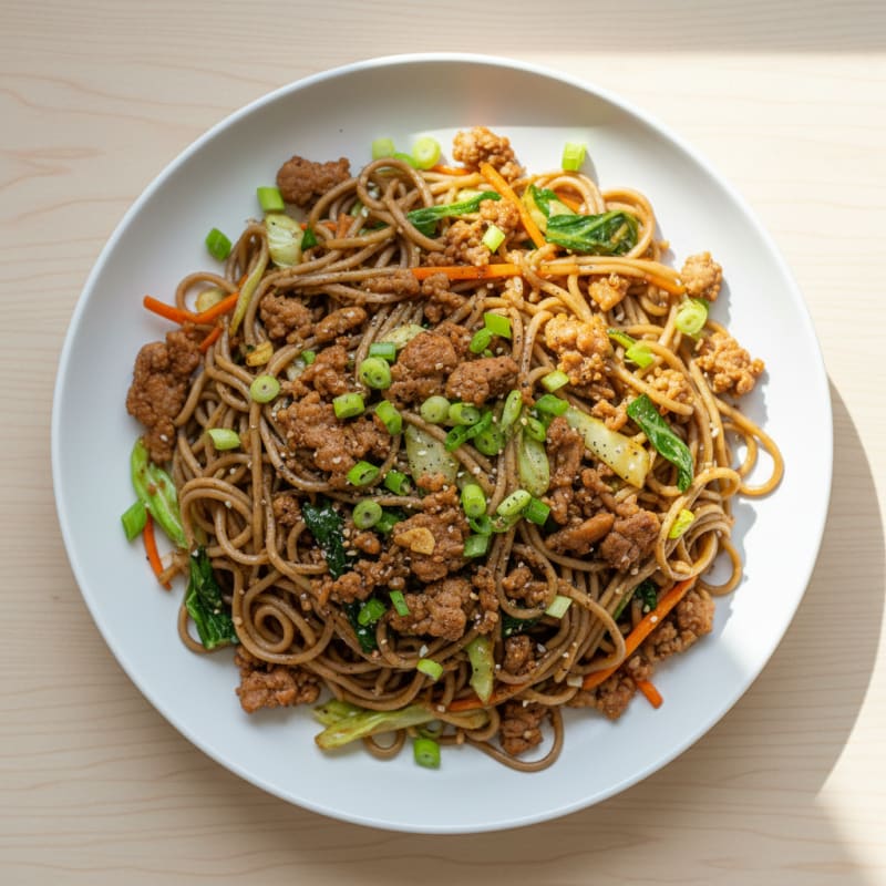 Tender Yakisoba Noodles with Crispy Pork