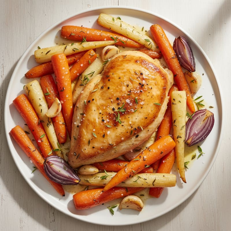 Garlic Herb Roasted Chicken with Root Vegetables